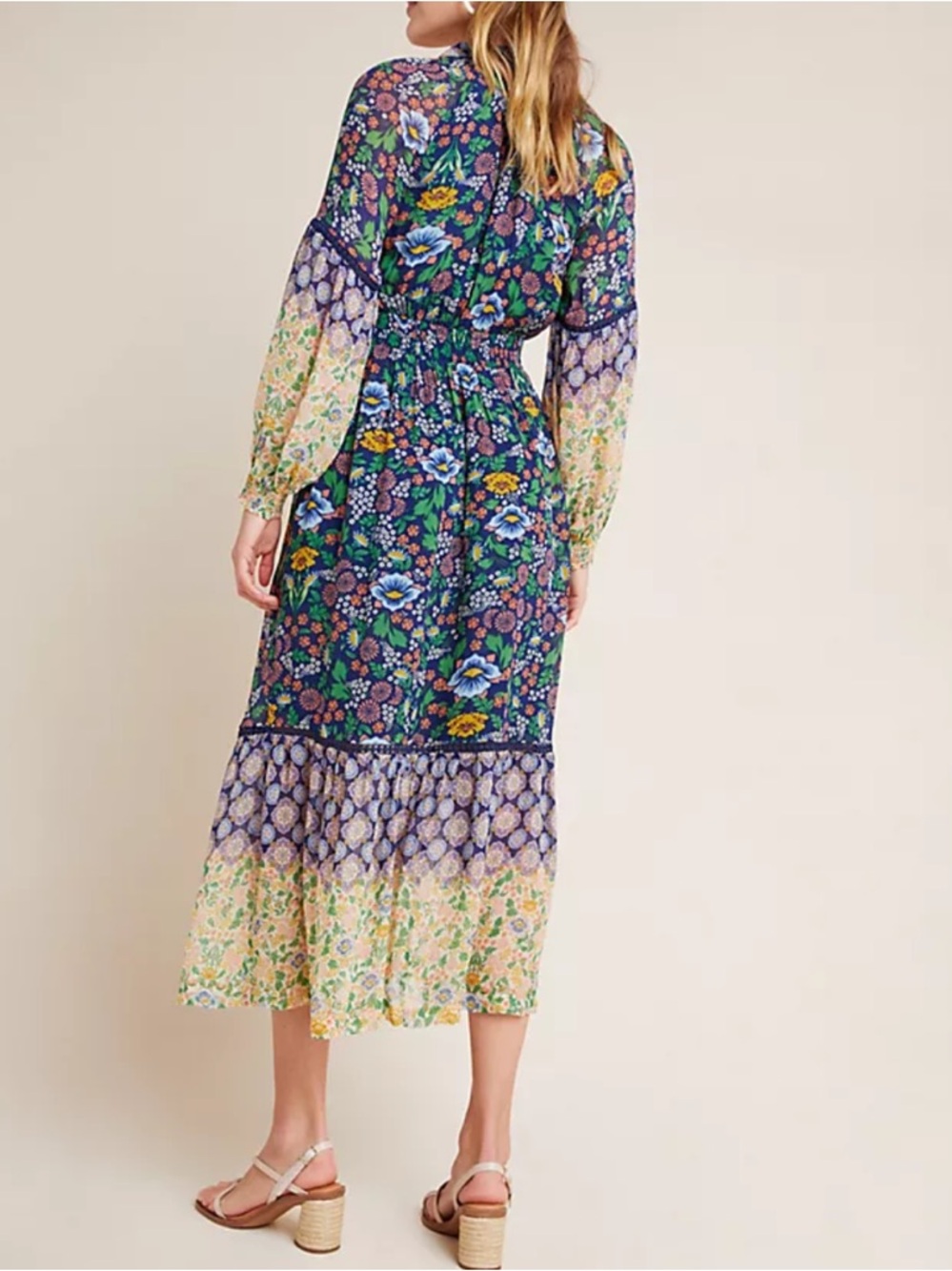 Maeve Anthropologie Ondine Floral Tiered Maxi Dress - Blue Multicolor - Picture 3 of 14